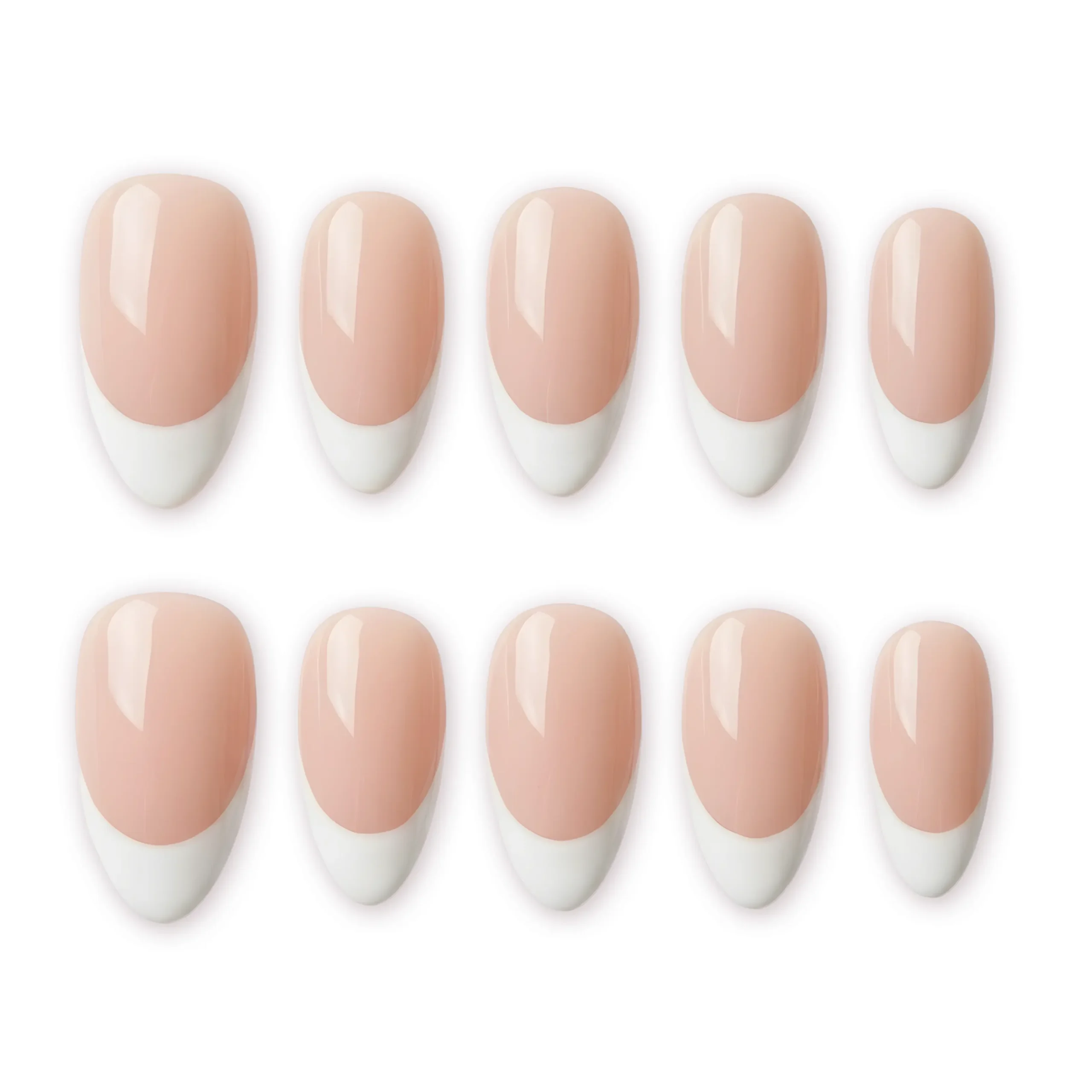 Classic White French Tip Almond Press-On Nails - Image 6